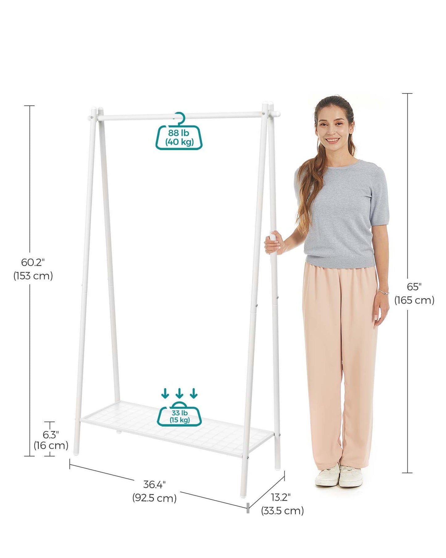 Metal Clothes Rack with Storage Shelf FredCo