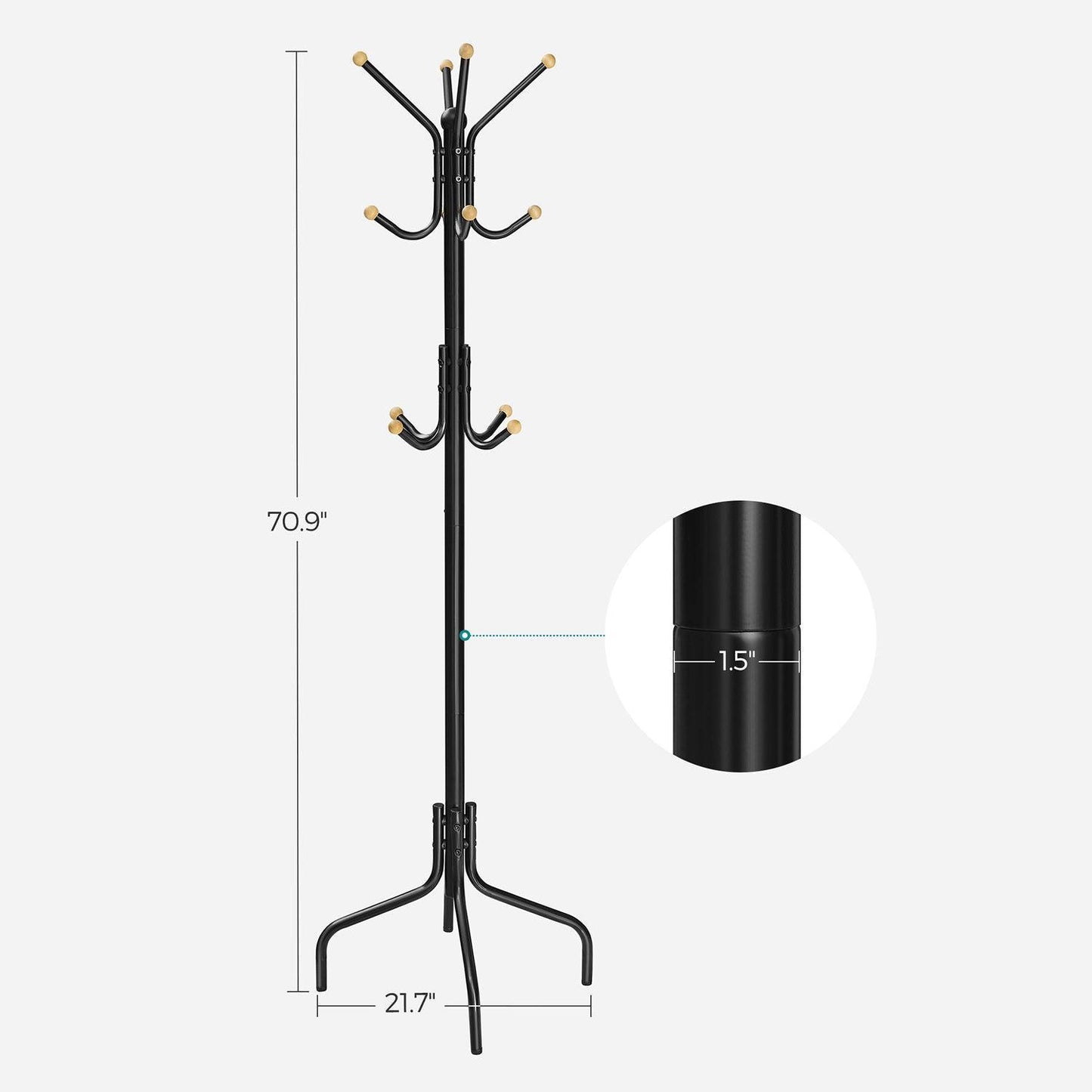 Metal Coat Rack with 12 Hooks FredCo