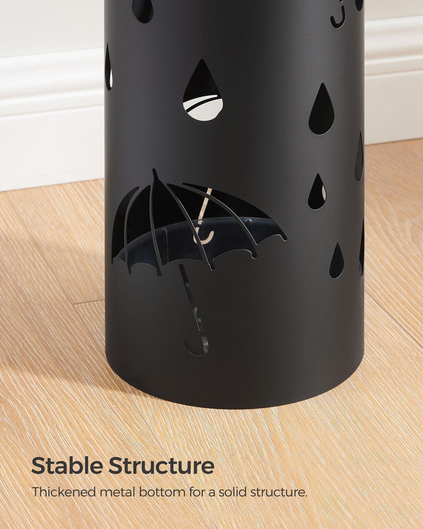 Metal Umbrella Stand with Water Tray and 4 Hooks FredCo