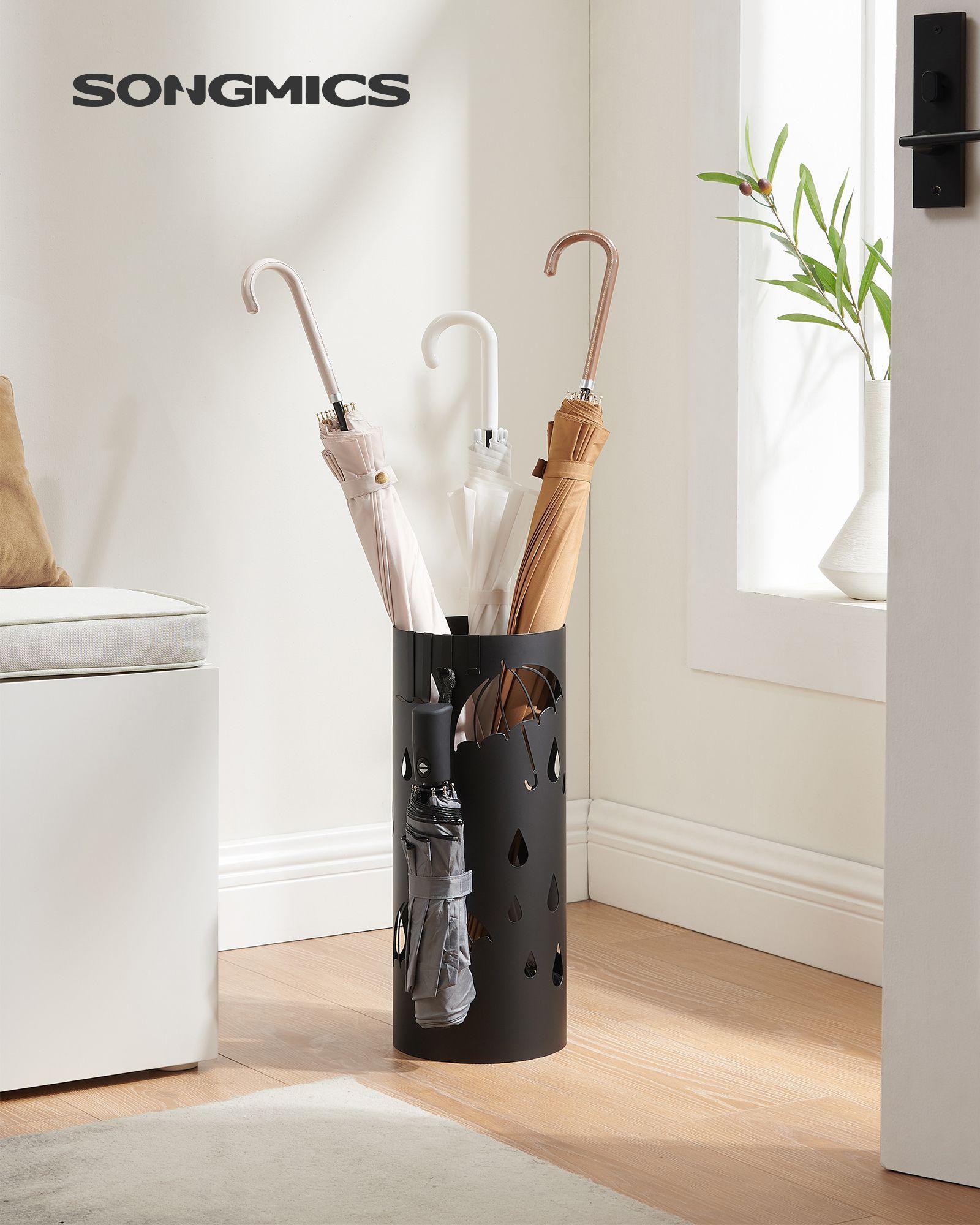 Metal Umbrella Stand with Water Tray and 4 Hooks FredCo
