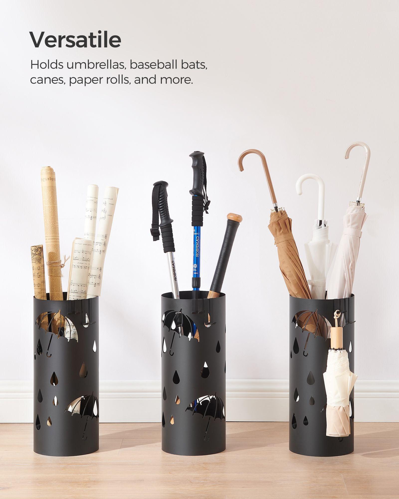 Metal Umbrella Stand with Water Tray and 4 Hooks FredCo
