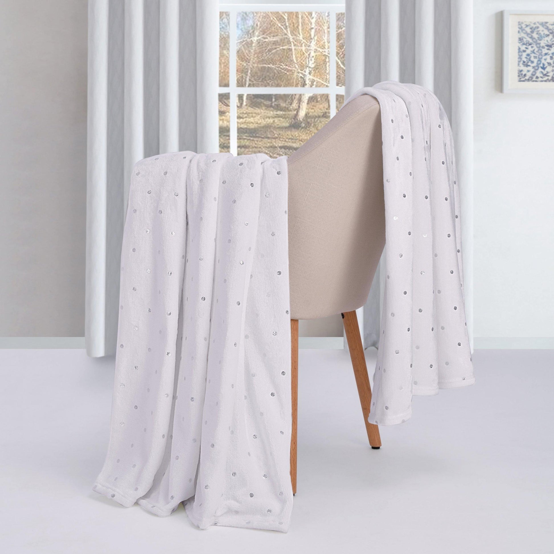 Metallic Polka Dot Print Fleece Throw Blanket FredCo