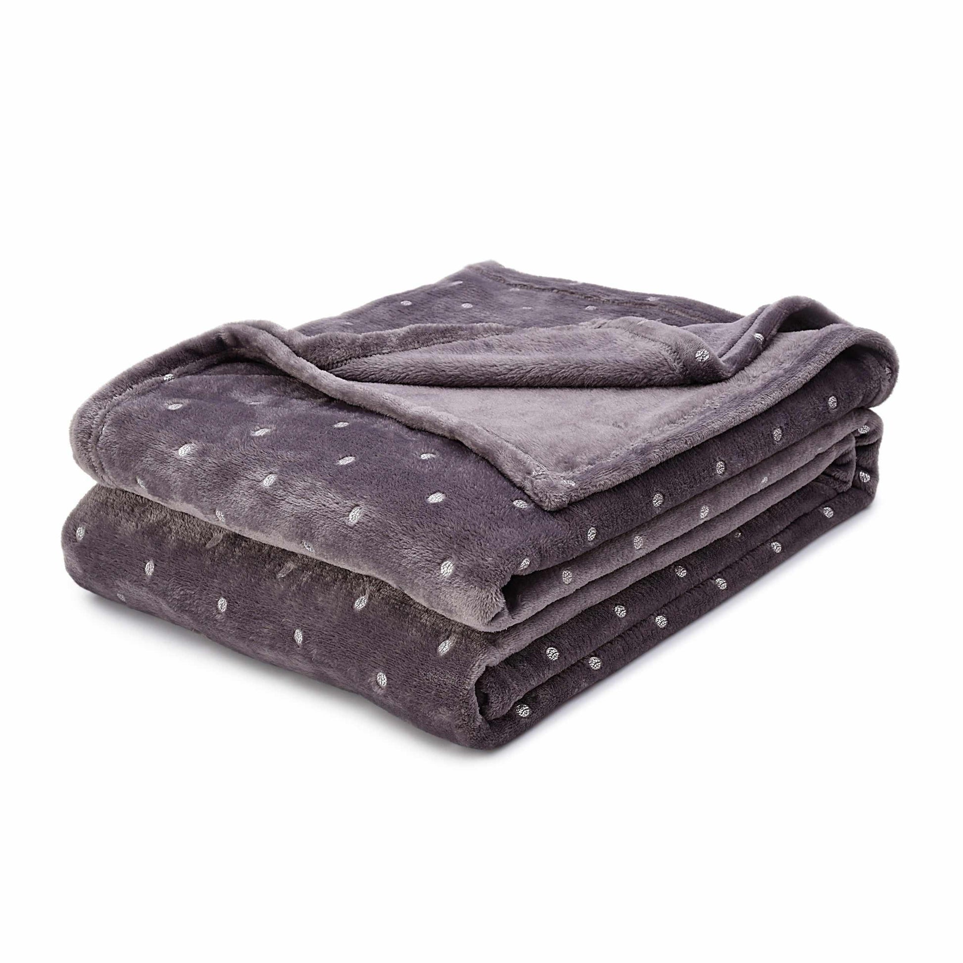Metallic Polka Dot Print Fleece Throw Blanket FredCo