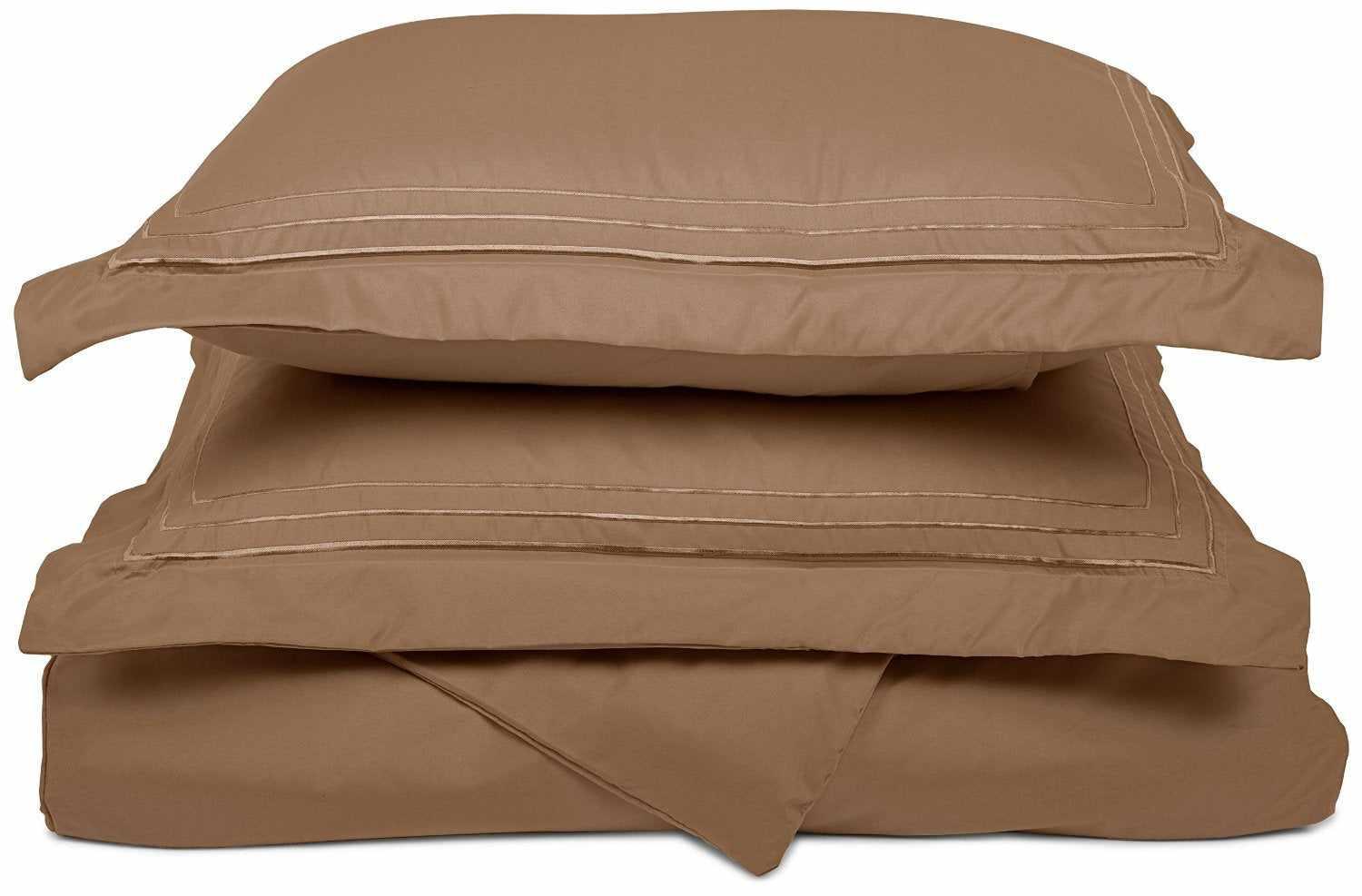 Microfiber Wrinkle-Resistant 3-line Embroidered Duvet Cover Pillow Sham Set FredCo
