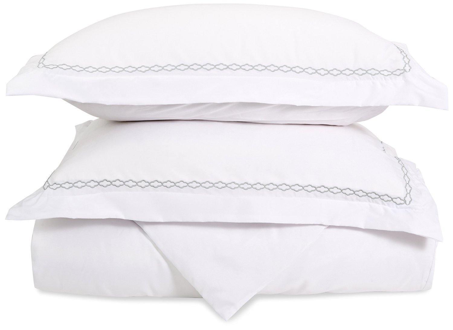Microfiber Wrinkle-Resistant 6-line Embroidered Duvet Cover Pillow Sham Set FredCo