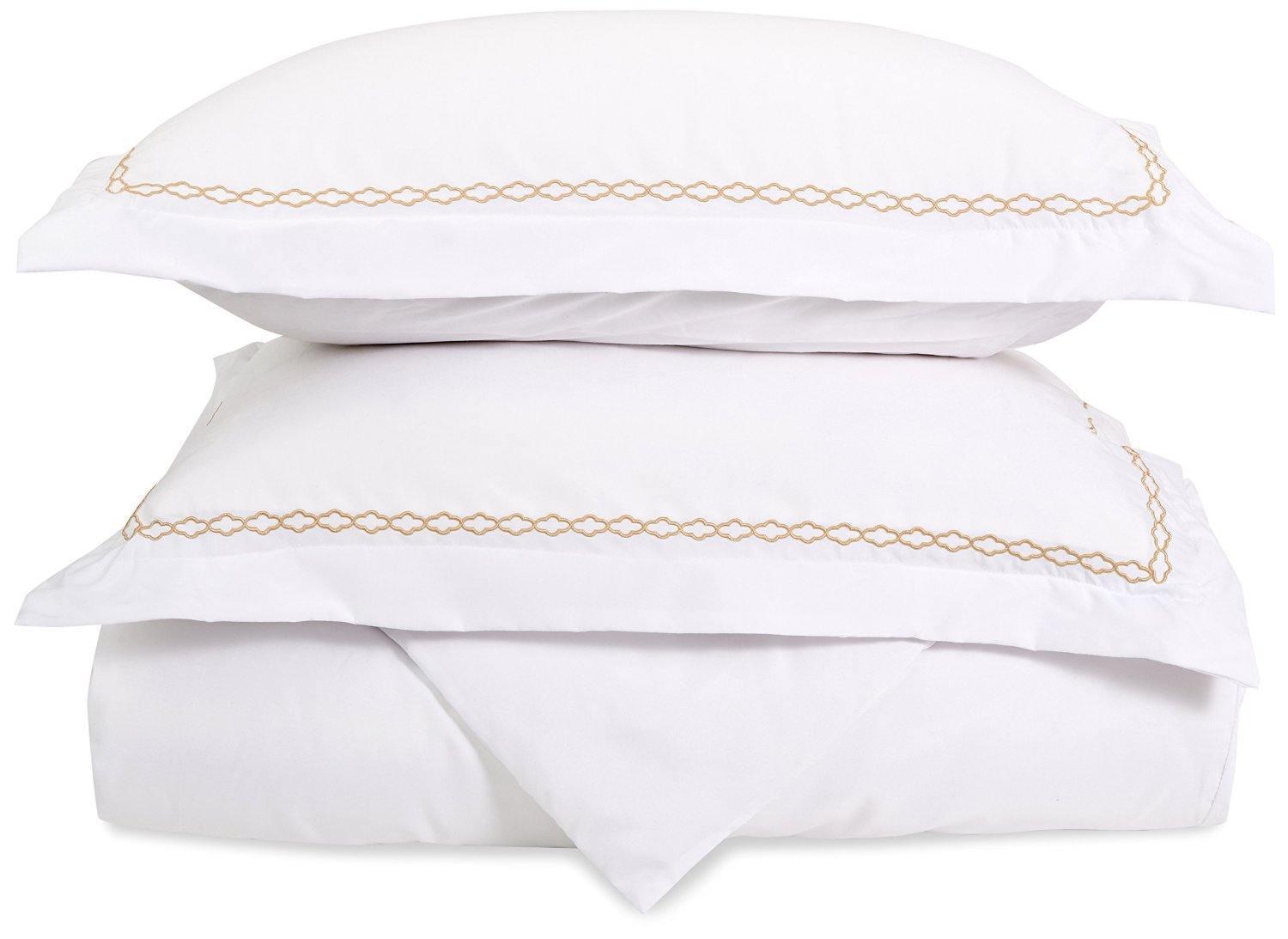 Microfiber Wrinkle-Resistant 6-line Embroidered Duvet Cover Pillow Sham Set FredCo