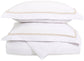 Microfiber Wrinkle-Resistant 6-line Embroidered Duvet Cover Pillow Sham Set FredCo