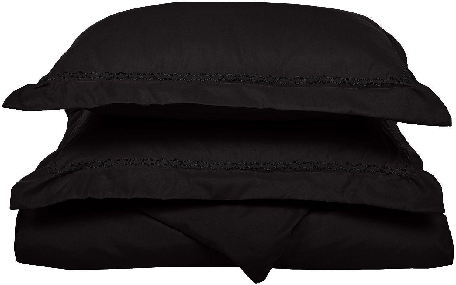 Microfiber Wrinkle-Resistant 6-line Embroidered Duvet Cover Pillow Sham Set FredCo