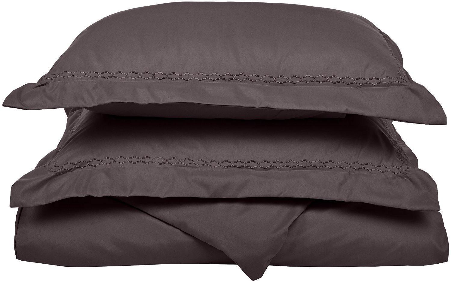 Microfiber Wrinkle-Resistant 6-line Embroidered Duvet Cover Pillow Sham Set FredCo