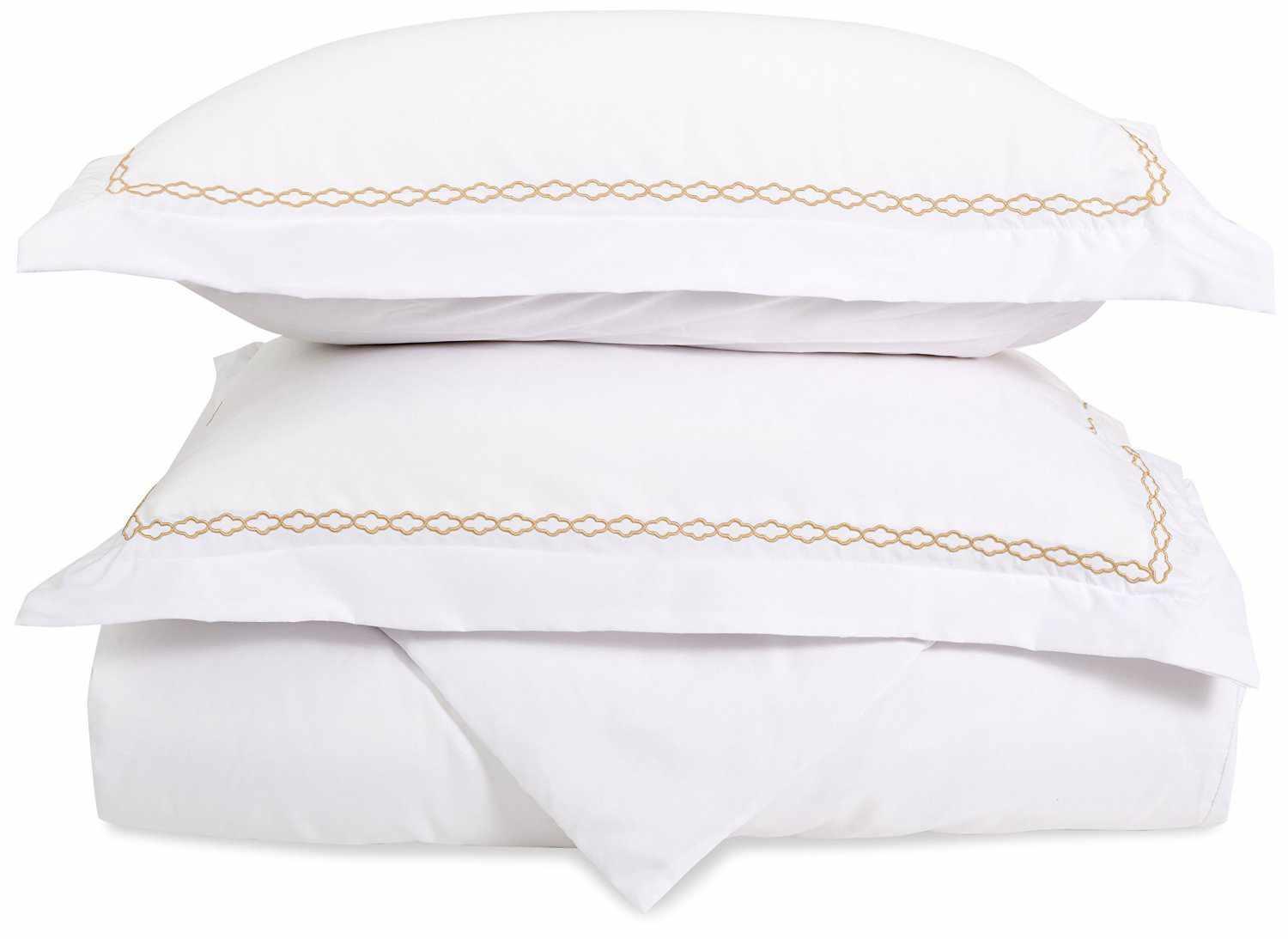 Microfiber Wrinkle-Resistant 6-line Embroidered Duvet Cover Pillow Sham Set FredCo