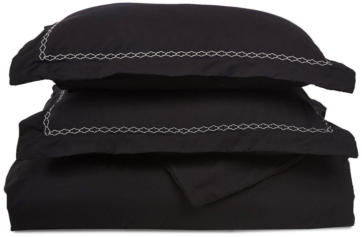 Microfiber Wrinkle-Resistant 6-line Embroidered Duvet Cover Pillow Sham Set FredCo