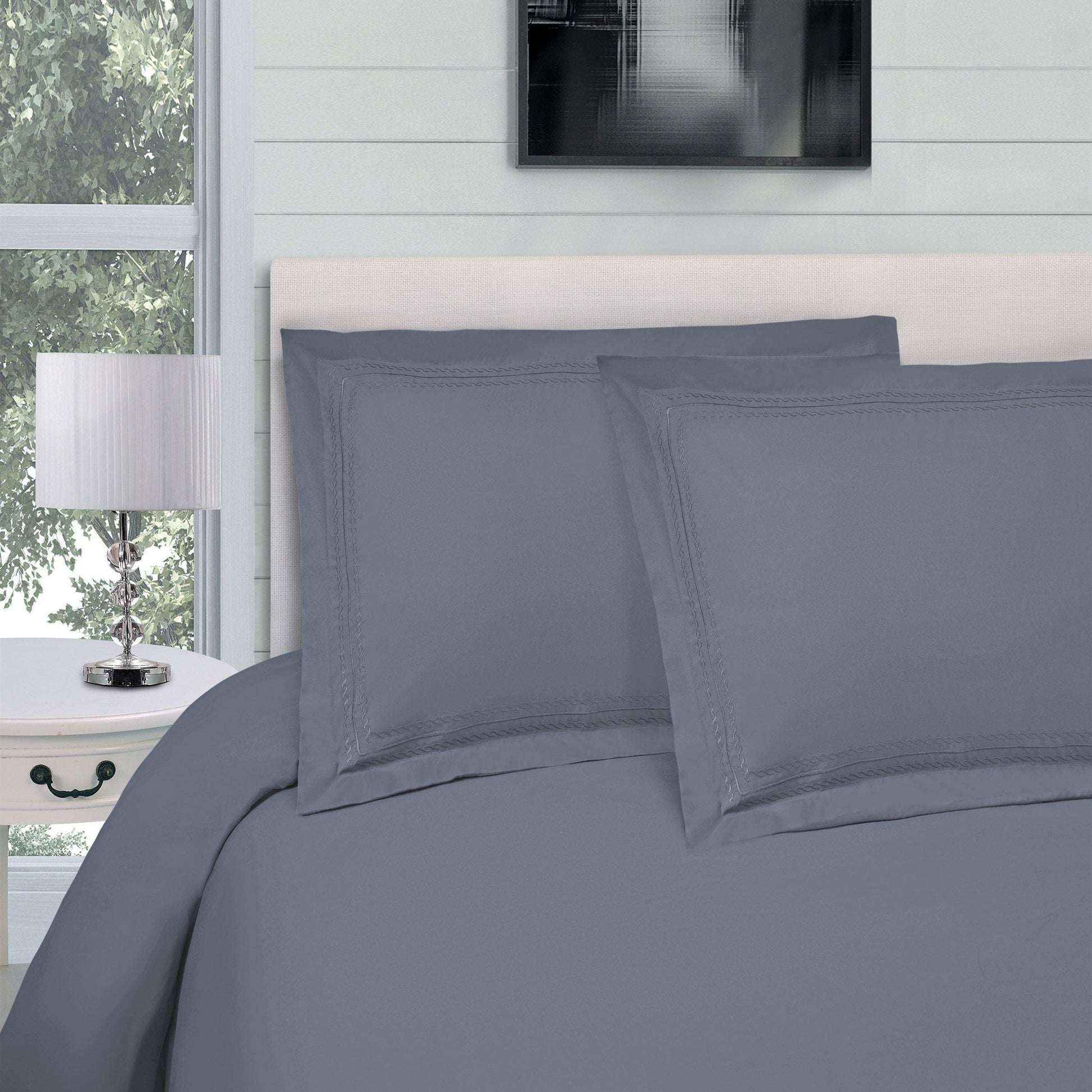 Microfiber Wrinkle-Resistant Embroidered Duvet Cover Pillow Set FredCo
