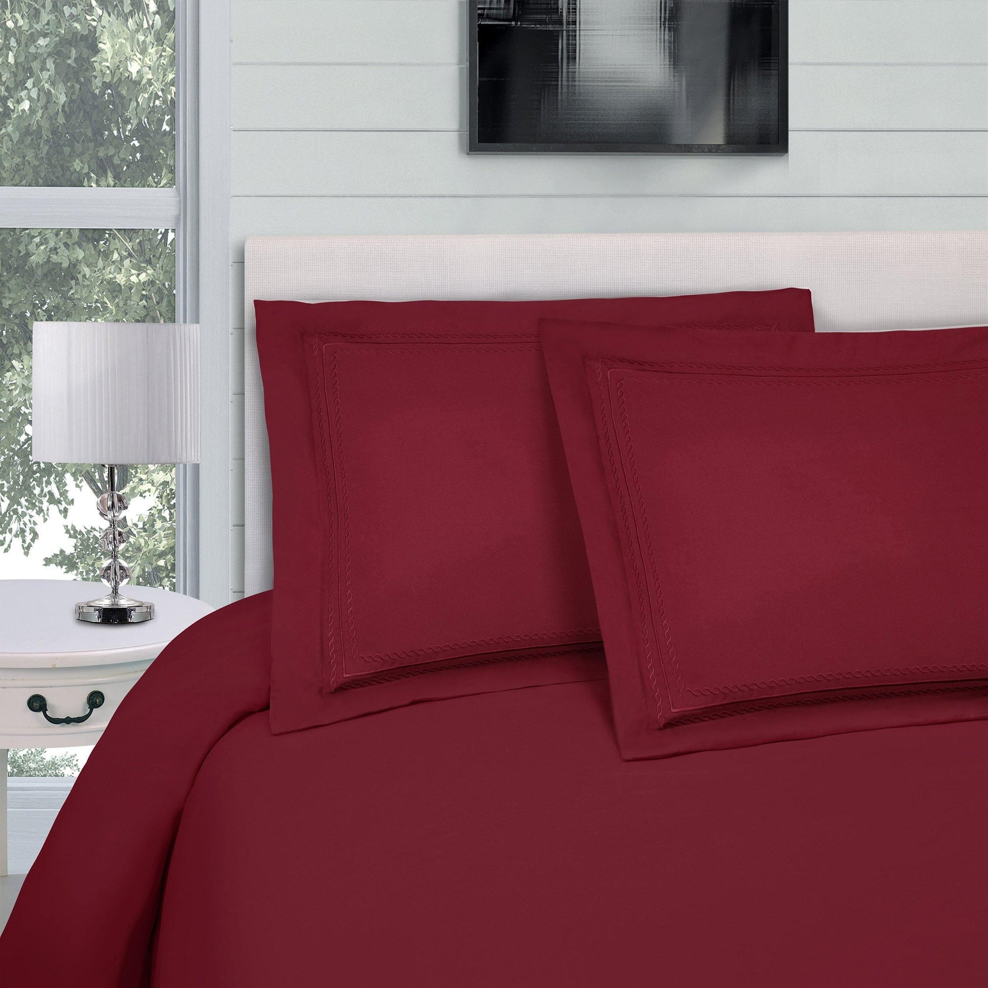 Microfiber Wrinkle-Resistant Embroidered Duvet Cover Pillow Set FredCo