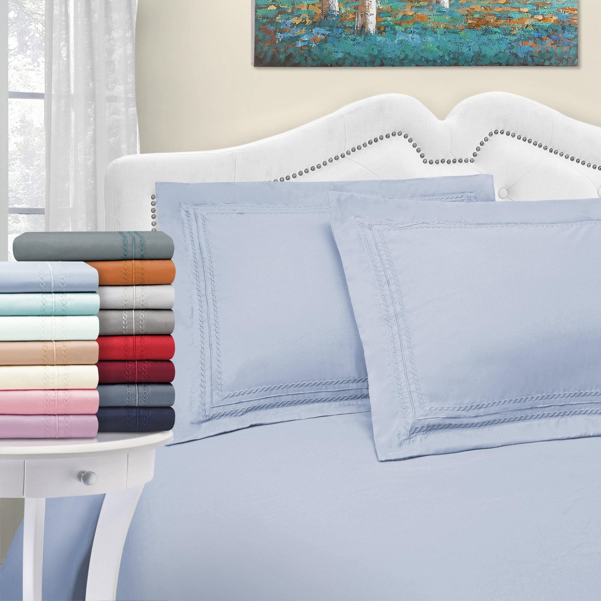 Microfiber Wrinkle-Resistant Embroidered Duvet Cover Pillow Set FredCo