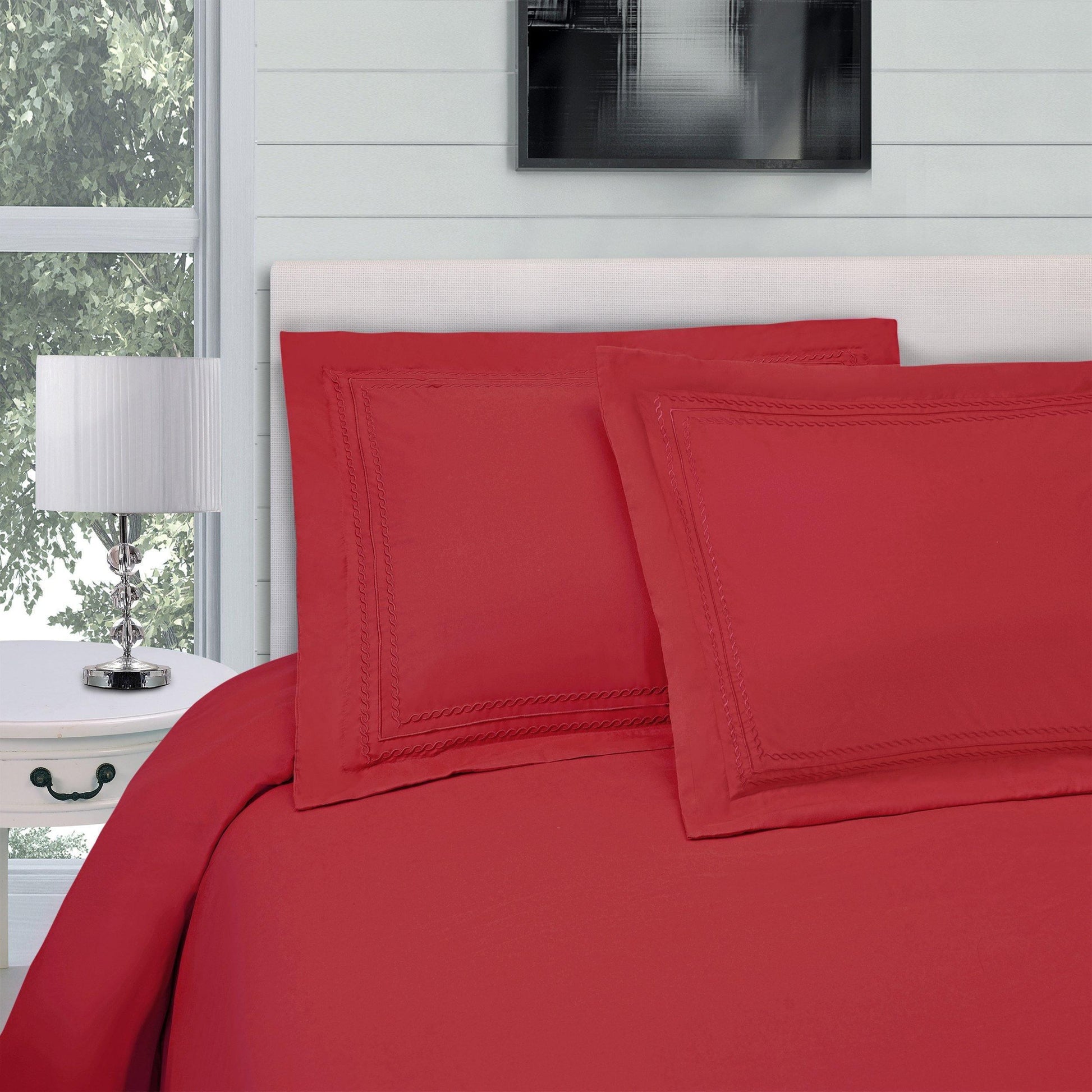 Microfiber Wrinkle-Resistant Embroidered Duvet Cover Pillow Set FredCo