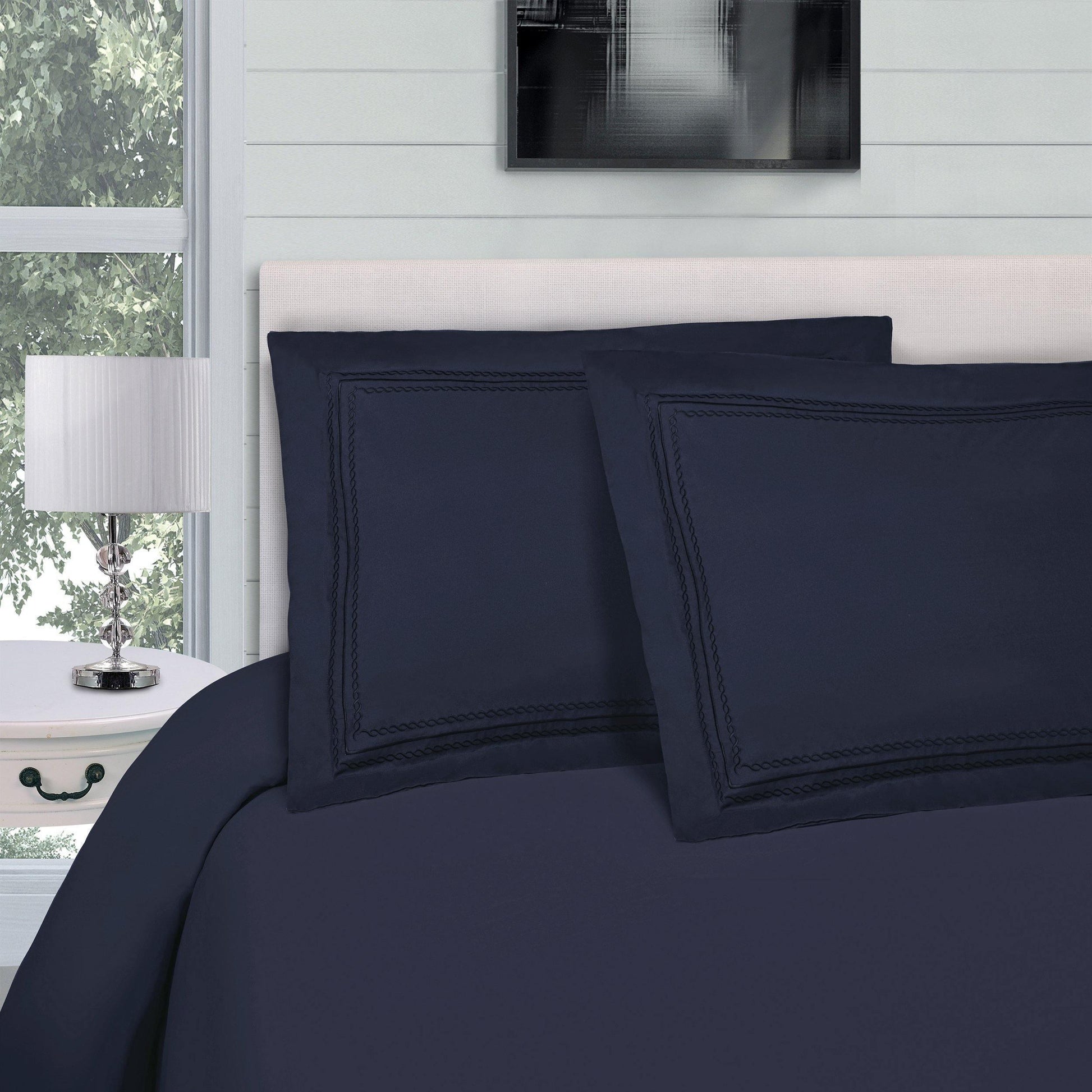Microfiber Wrinkle-Resistant Embroidered Duvet Cover Pillow Set FredCo
