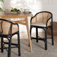 Miranda Modern Bohemian Two-Tone Black and Natural Brown Rattan Counter Stool FredCo