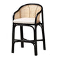 Miranda Modern Bohemian Two-Tone Black and Natural Brown Rattan Counter Stool FredCo