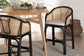 Miranda Modern Bohemian Two-Tone Black and Natural Brown Rattan Counter Stool FredCo
