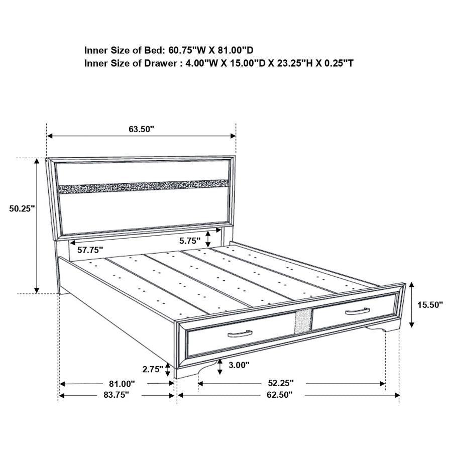 Miranda Platform Storage Bedroom Set Coaster Queen, 4 Piece FredCo