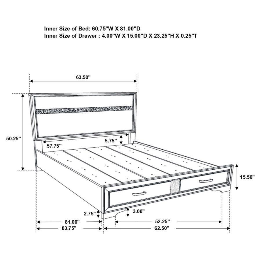 Miranda Platform Storage Bedroom Set Coaster Queen, 5-Piece FredCo