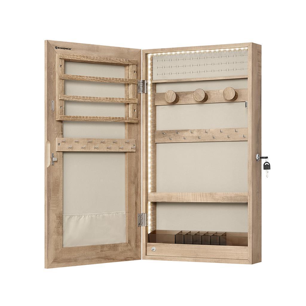 Mirror Jewelry Cabinet Armoire, Carmel Brown FredCo