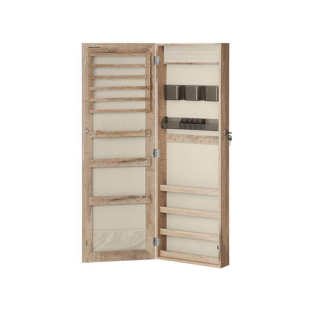 Mirror Jewelry Cabinet Armoire, Toasted Oak FredCo