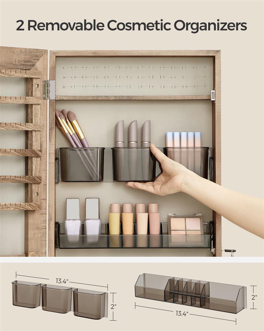 Mirror Jewelry Cabinet Armoire, Toasted Oak FredCo