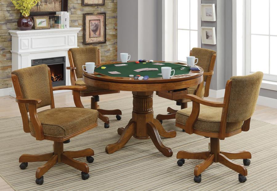 Mitchell 5-piece Game Table Set Amber and Brown 100951-S5 Coaster FredCo