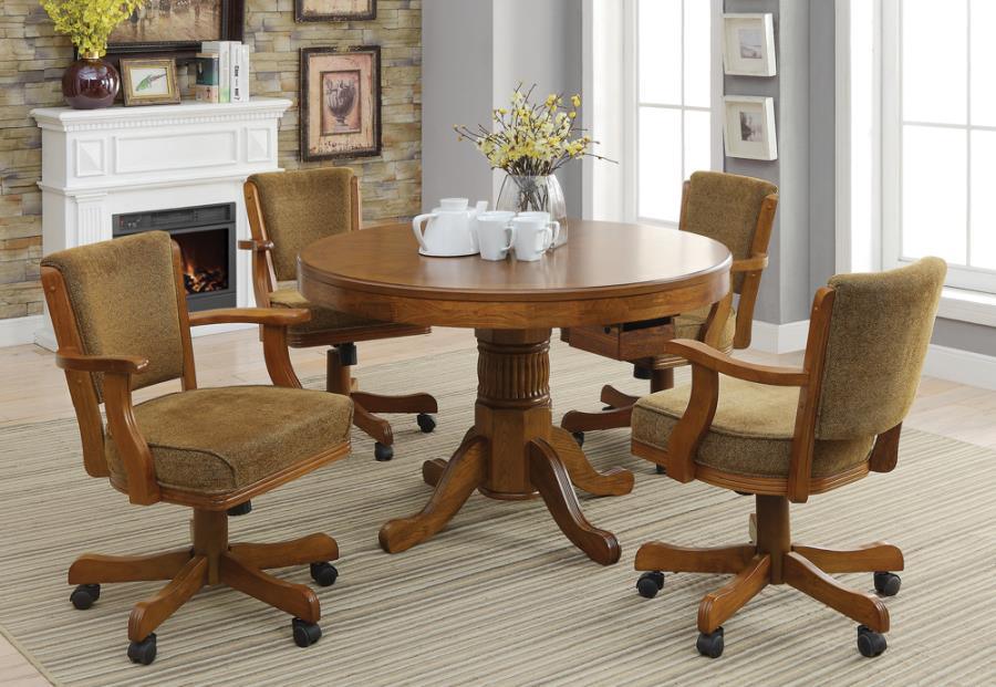Mitchell 5-piece Game Table Set Amber and Brown 100951-S5 Coaster FredCo