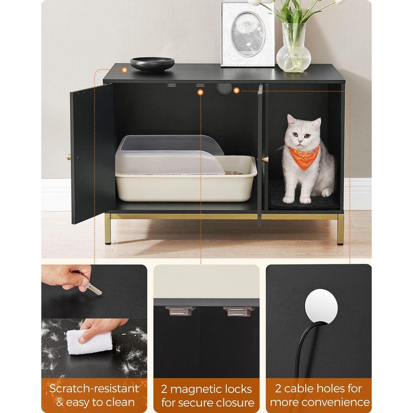 Modern Cat Litter Box Furniture Hidden FredCo