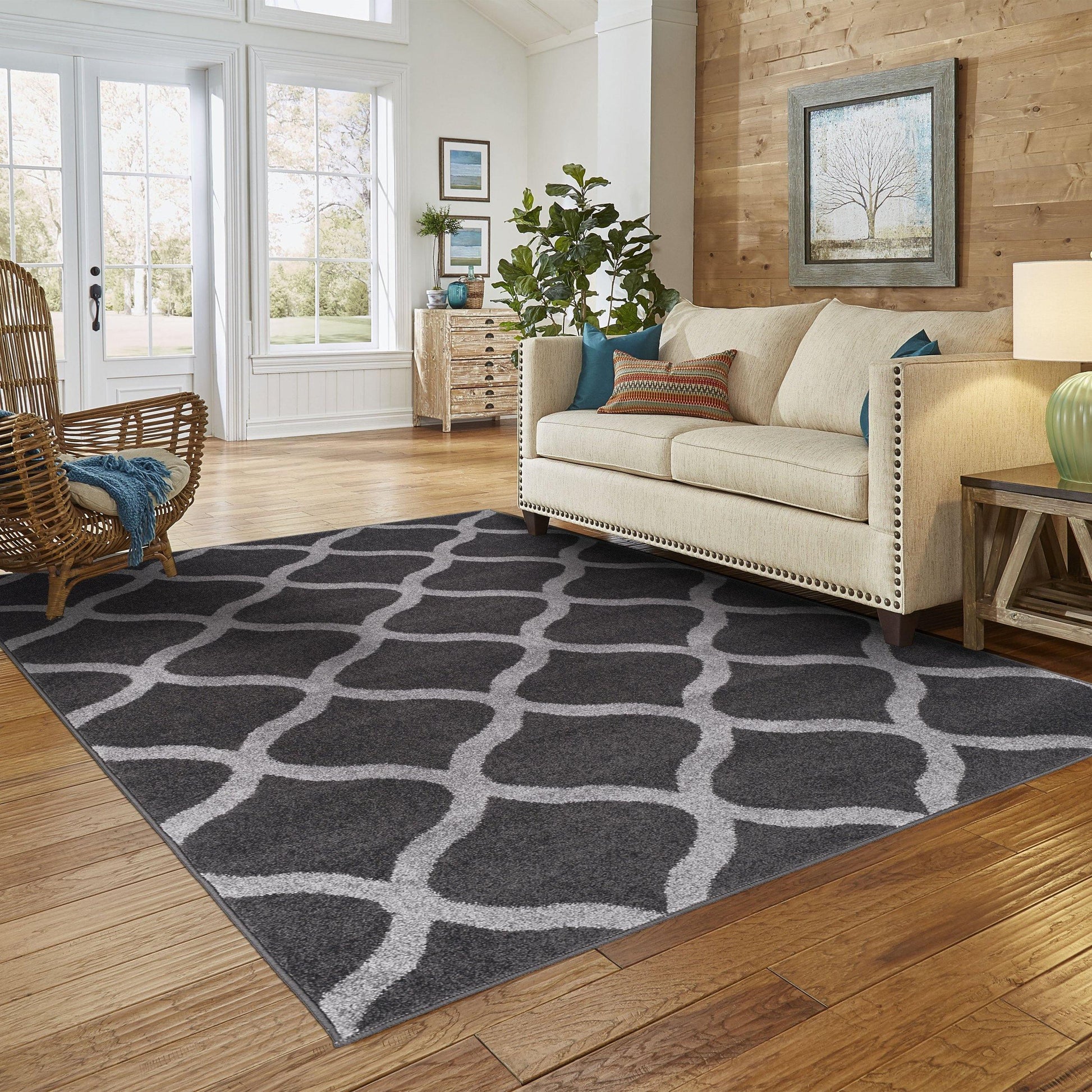 Modern Contemporary Oriental Trellis Rug FredCo