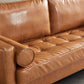 Modern Mid-Century Vegan Leather Sofa （Mocha） FredCo