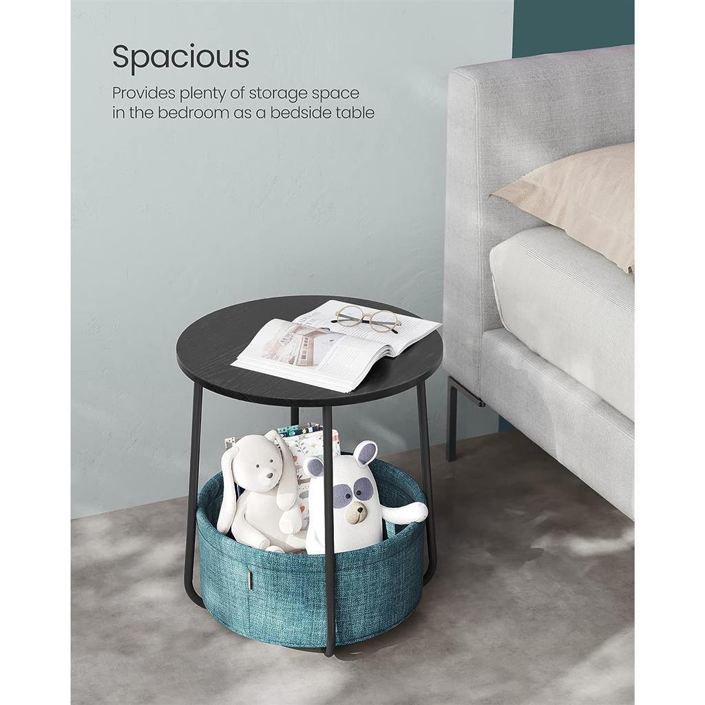 Modern Nightstand with Fabric Basket FredCo