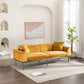 Modern Velvet Sofa with Two Pillows, Mustard FredCo