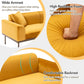Modern Velvet Sofa with Two Pillows, Mustard FredCo