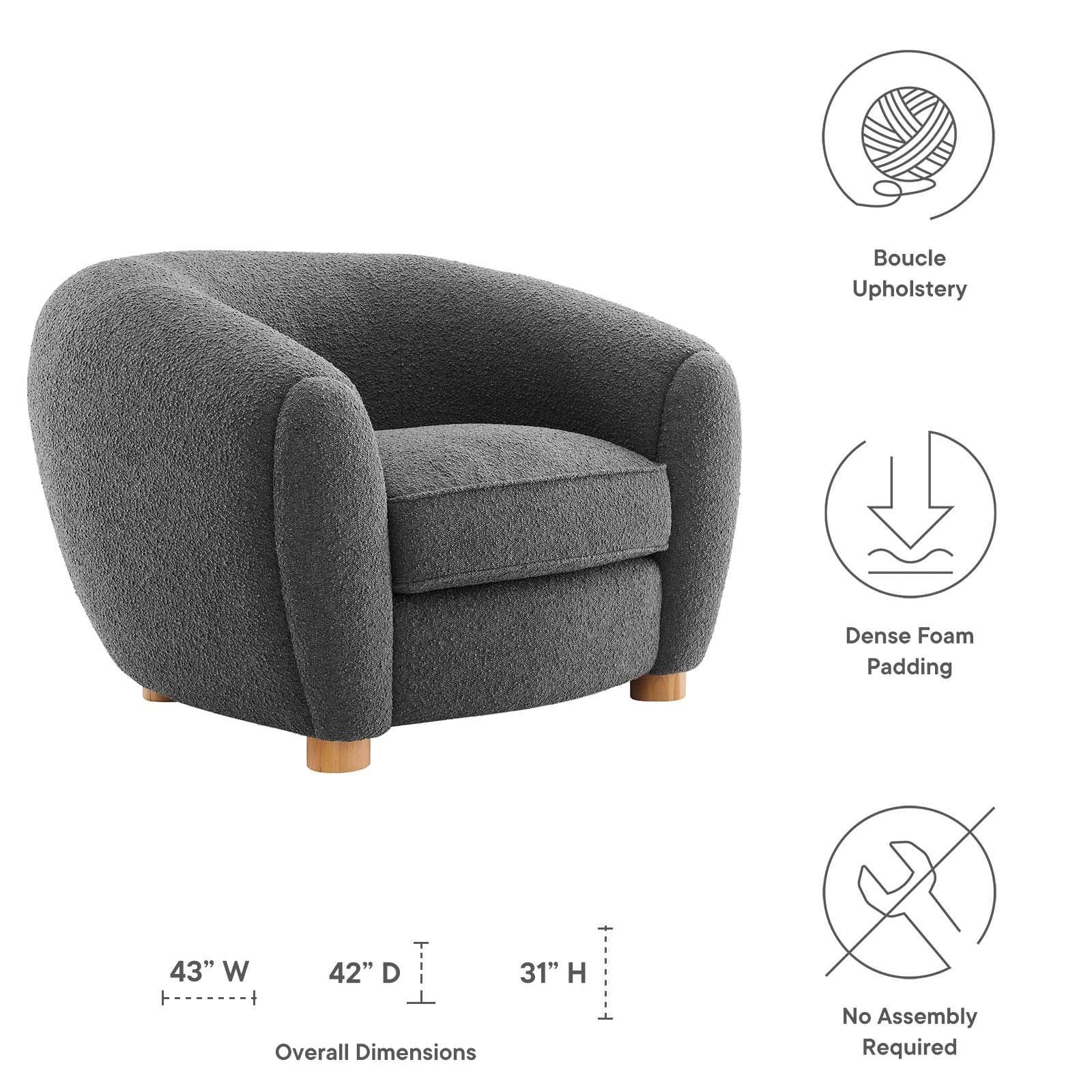 Modway Abundant Boucle Upholstered Fabric Armchair FredCo