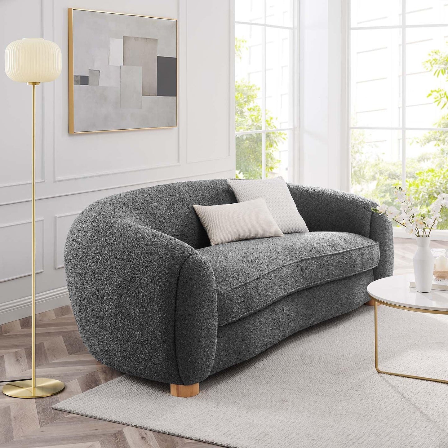 Modway Abundant Boucle Upholstered Fabric Sofa FredCo