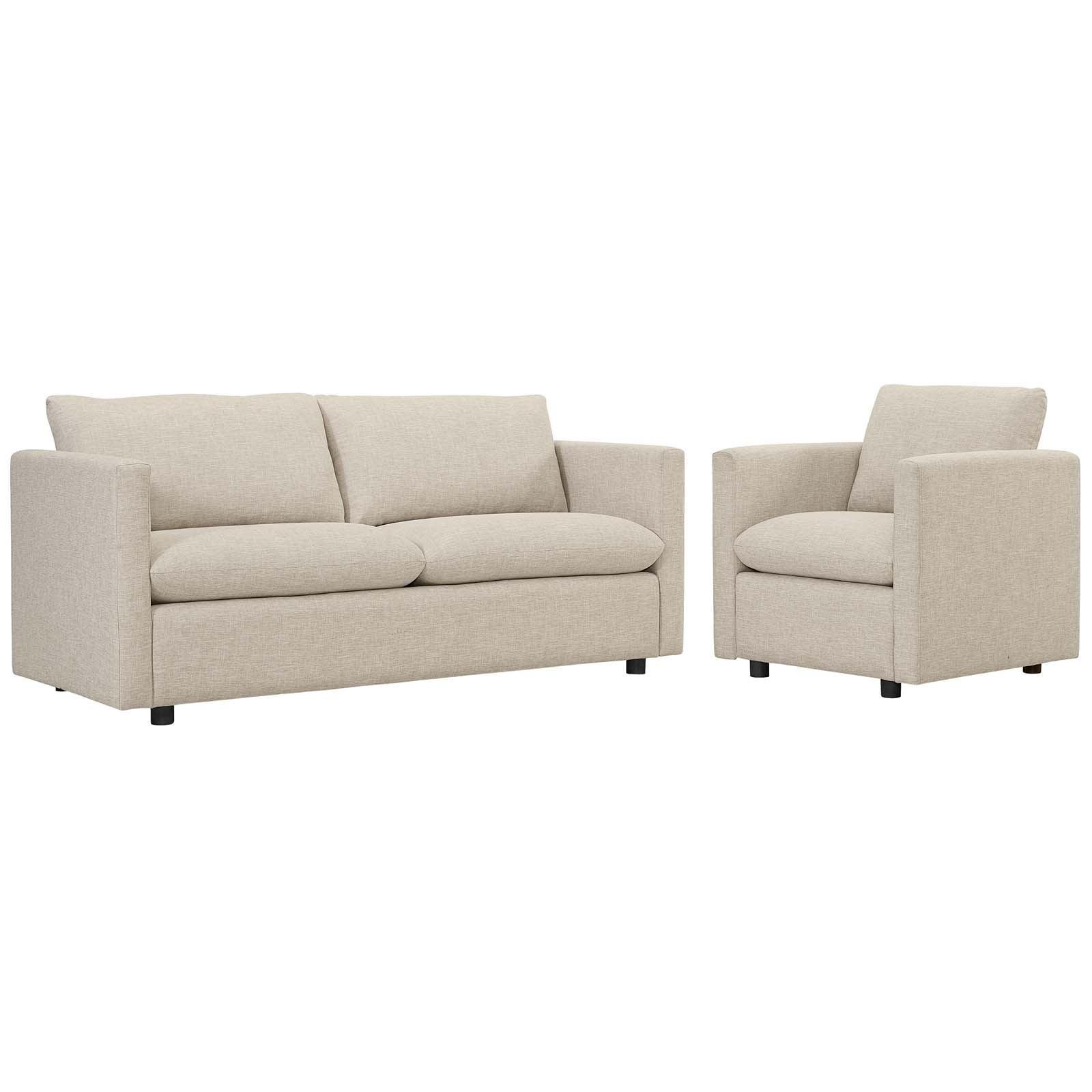 Modway Activate Upholstered Fabric Sofa and Armchair Set FredCo