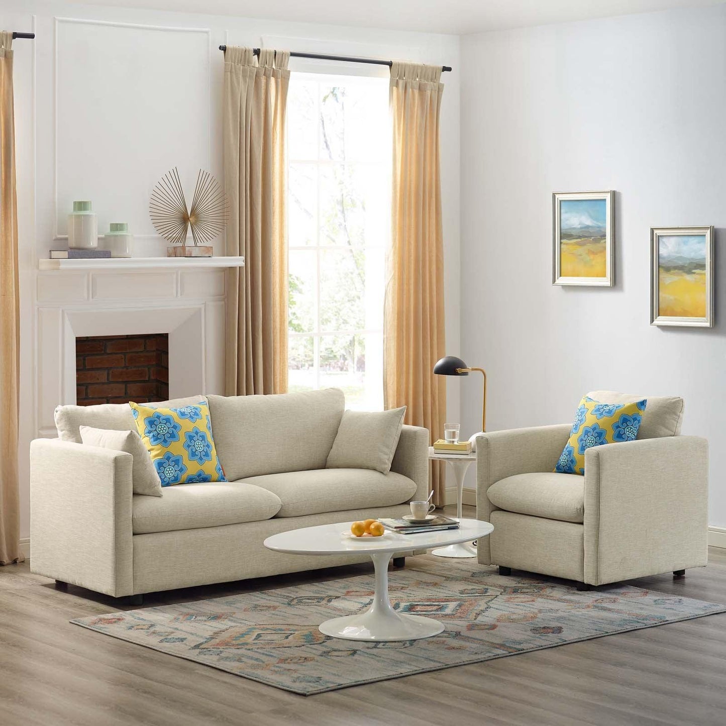 Modway Activate Upholstered Fabric Sofa and Armchair Set FredCo