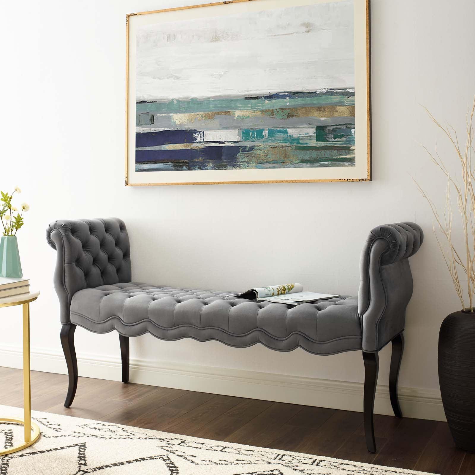 Modway Adelia Chesterfield Style Button Tufted Performance Velvet Bench FredCo