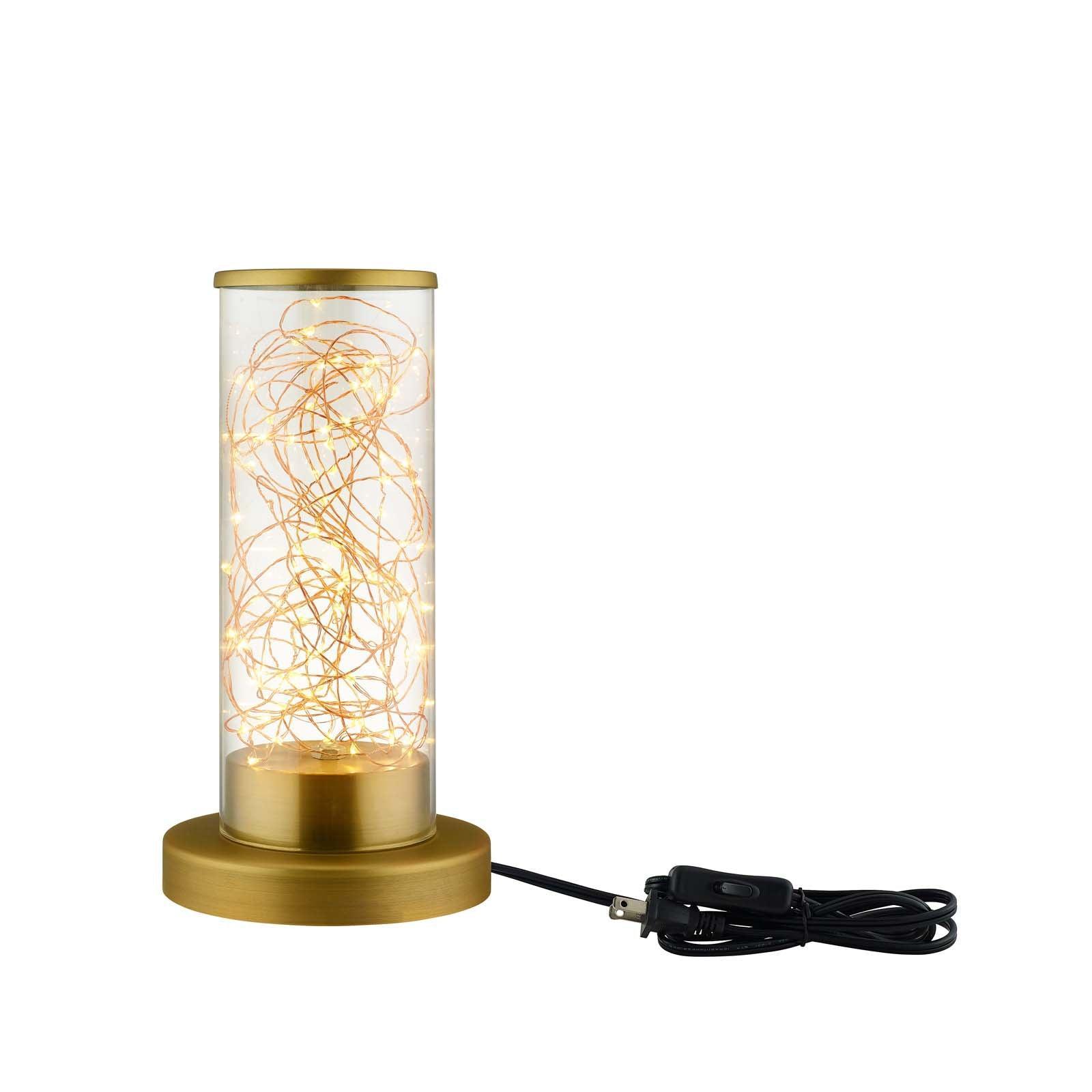 Modway Adore Cylindrical-Shaped Clear Glass And Brass Table Lamp FredCo