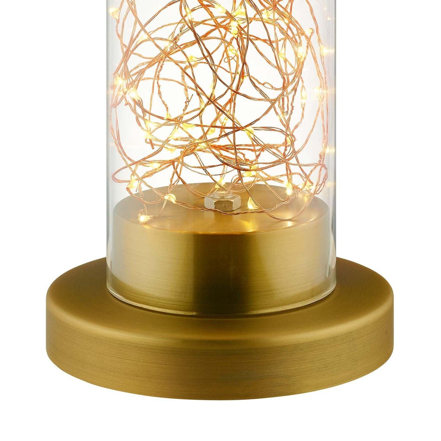 Modway Adore Cylindrical-Shaped Clear Glass And Brass Table Lamp FredCo