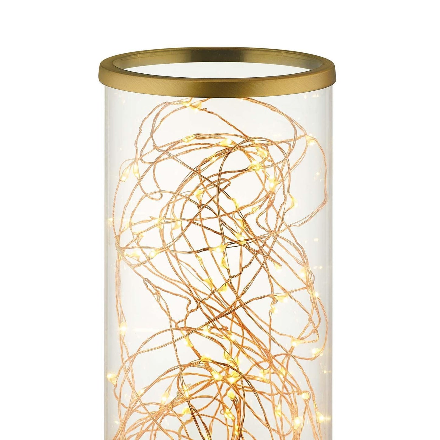 Modway Adore Cylindrical-Shaped Clear Glass And Brass Table Lamp FredCo