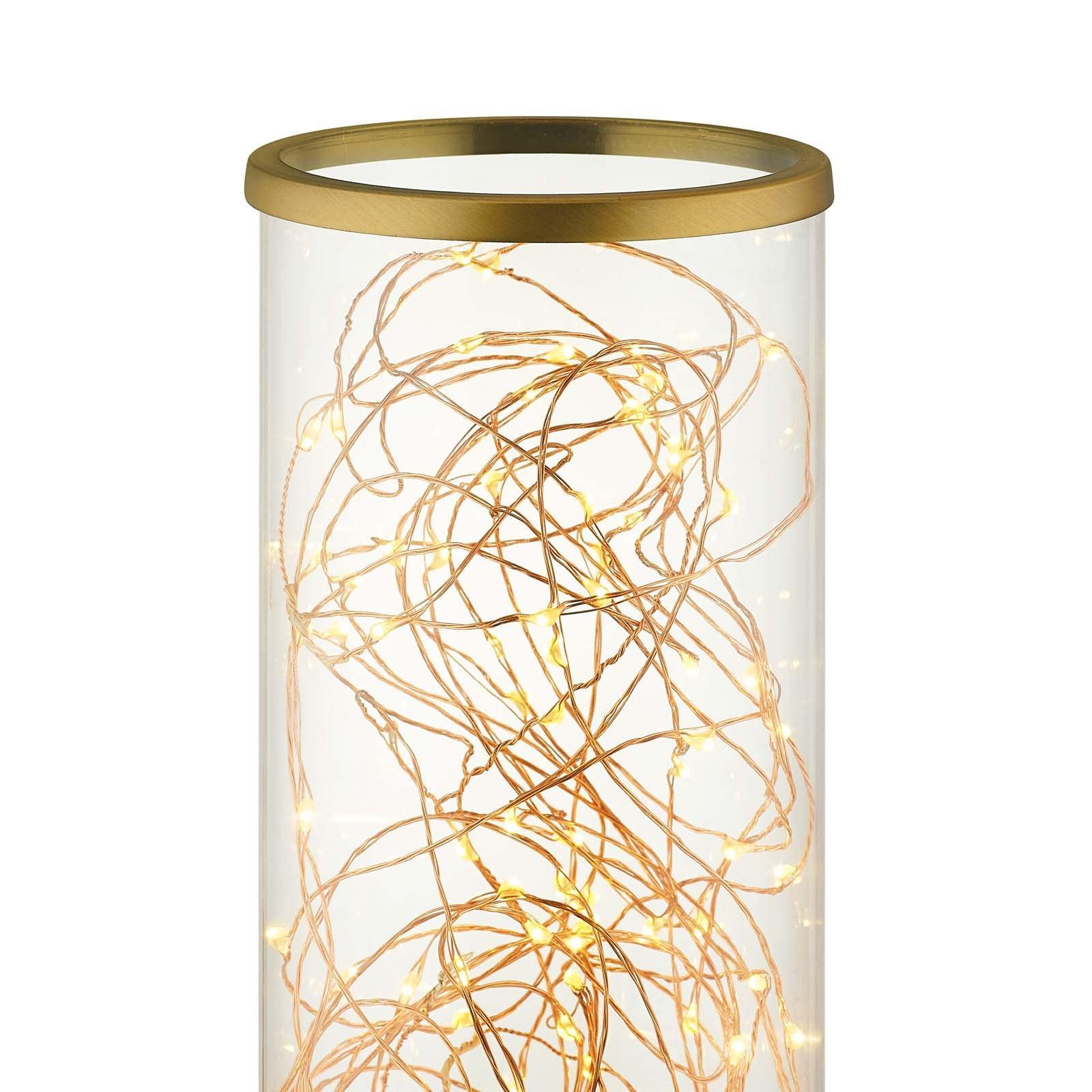 Modway Adore Cylindrical-Shaped Clear Glass And Brass Table Lamp FredCo
