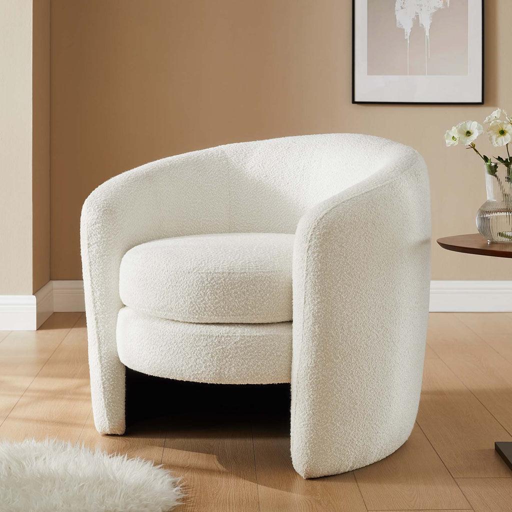Modway Affinity Upholstered Boucle Fabric Curved Back Armchair FredCo