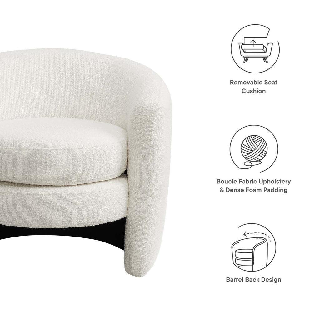 Modway Affinity Upholstered Boucle Fabric Curved Back Armchair FredCo
