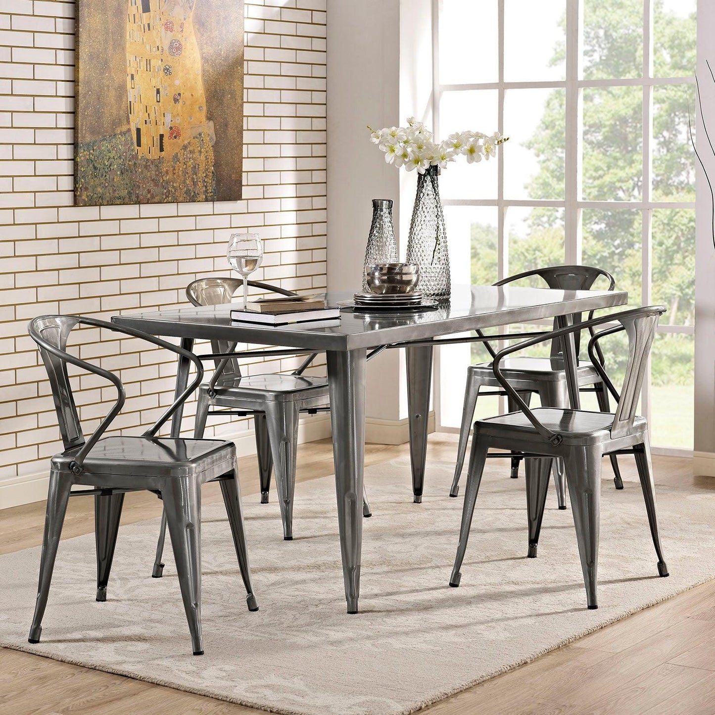 Modway Alacrity Rectangle Metal Dining Table FredCo