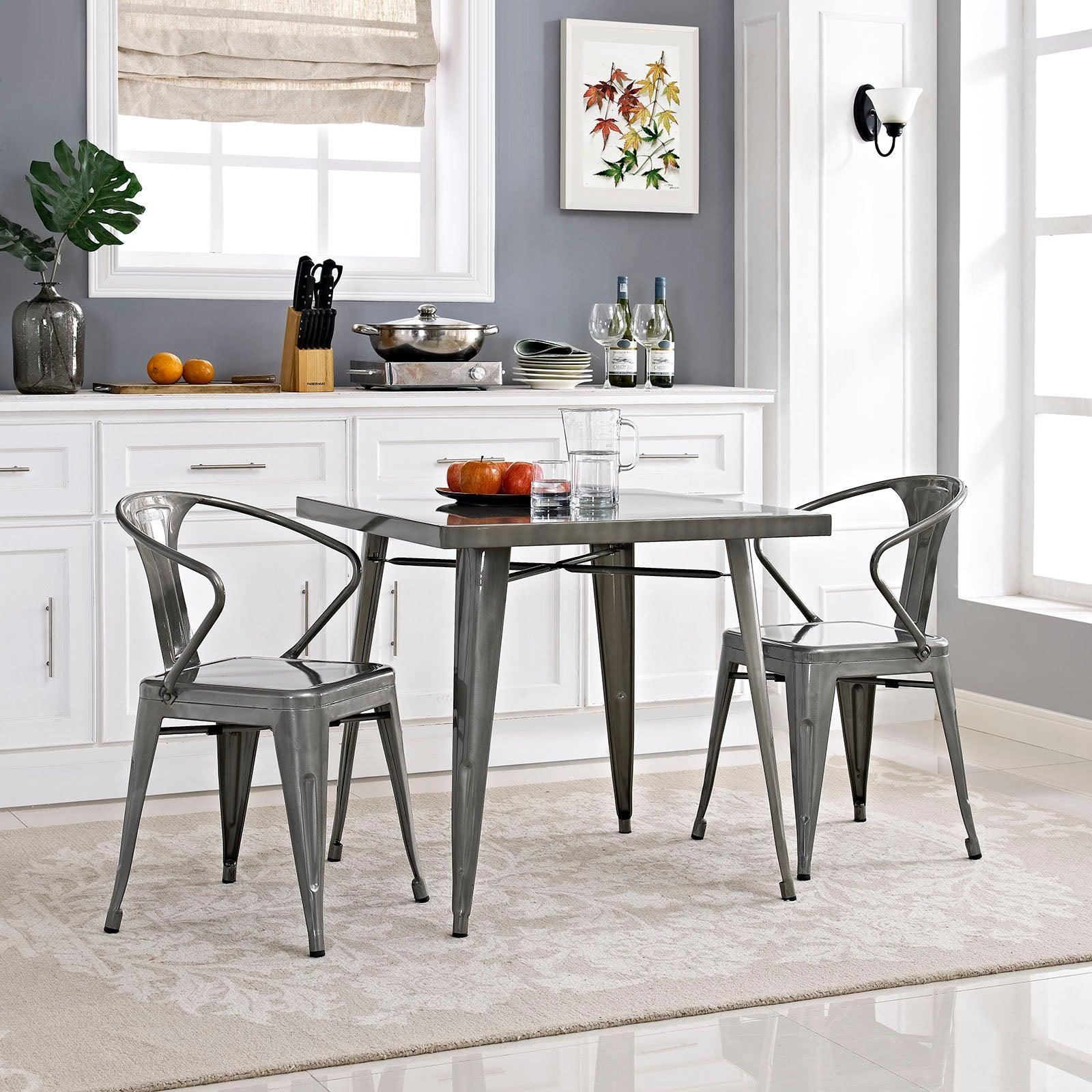 Modway Alacrity Square Metal Dining Table FredCo