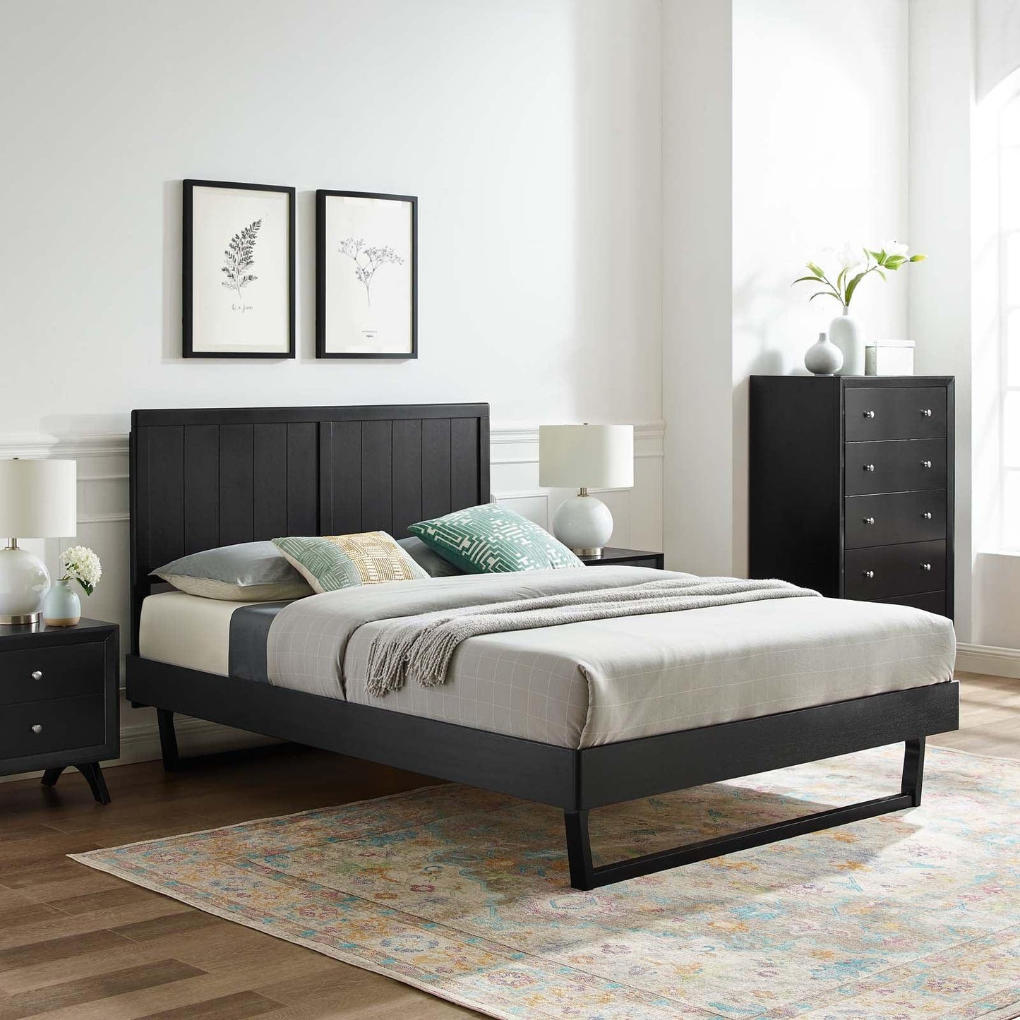 Modway Alana King Wood Platform Bed With Angular Frame FredCo